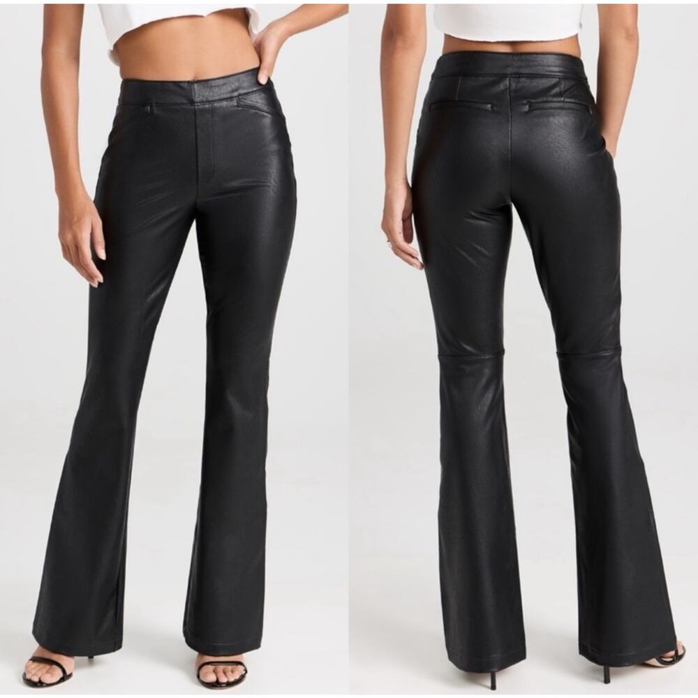 NWT Spanx Black Leather-Like Flare Pant Sz. Large Contemporary Western‎ Rodeo